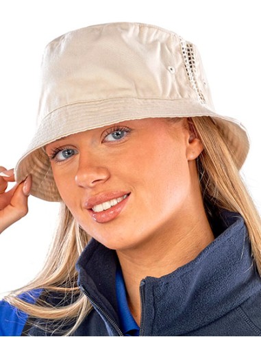 R-RC045X-Deluxe Washed Cotton Bucket Hat With Side Mesh Panels